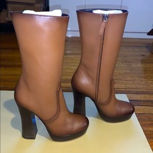 MICHAEL KORS COLLECTION NWT MADE IN ITALY SIZE 38 PLATFORM BOOTS COGNAC …